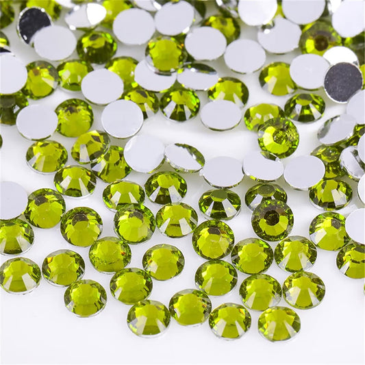 1500 Pieces SS16 4mm Flatback Rhinestones Clear Glass Round Gems Crystals for Nail Art DIY Crafts Clothes Shoes Bags (Olive Green)