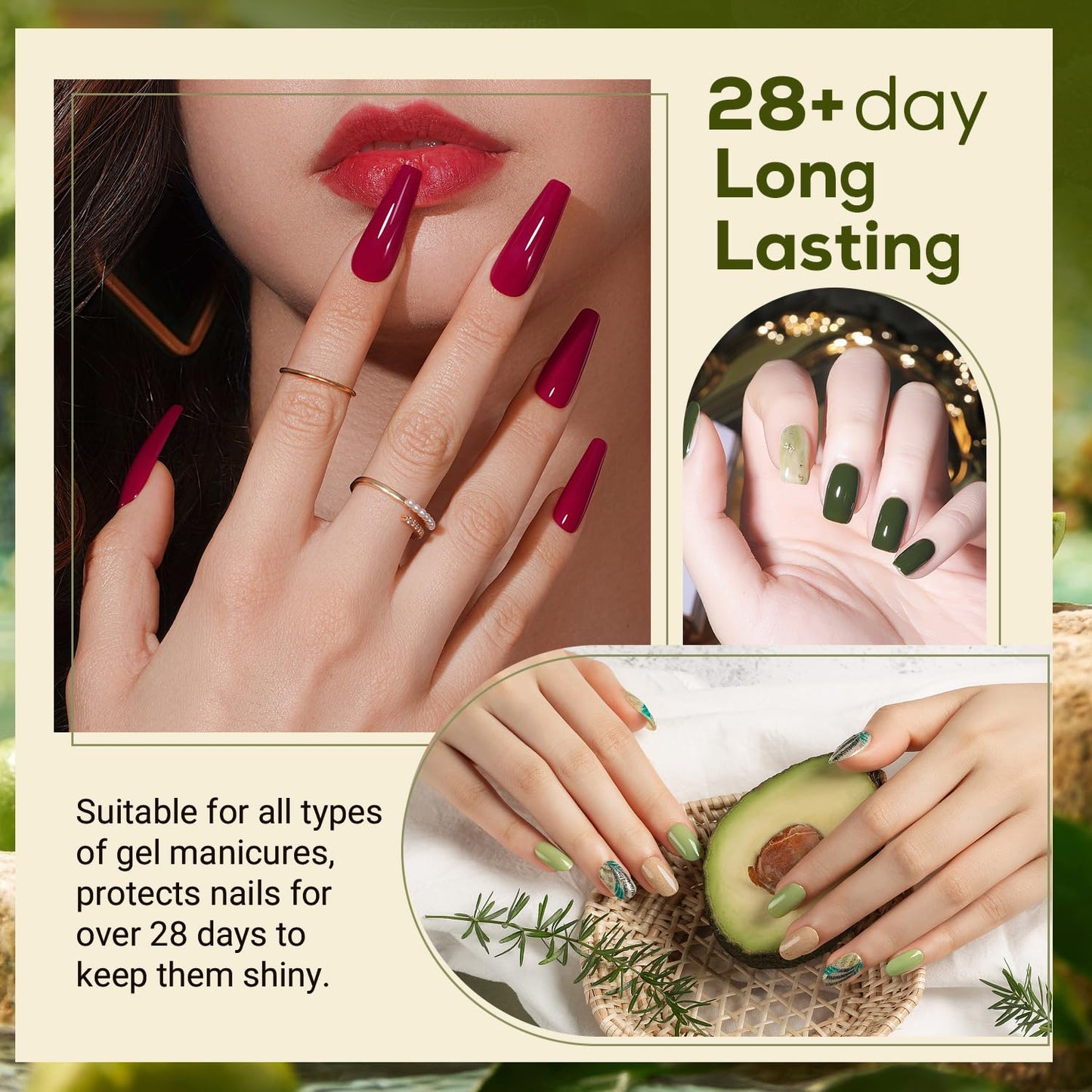 JEWHITENY 2 Bottles 10ML Gel Top Coat and Base Coat Set Gel Polish Long Lasting Glossy Shine Effect DIY Nail Art Design Need U V Lamp Curing