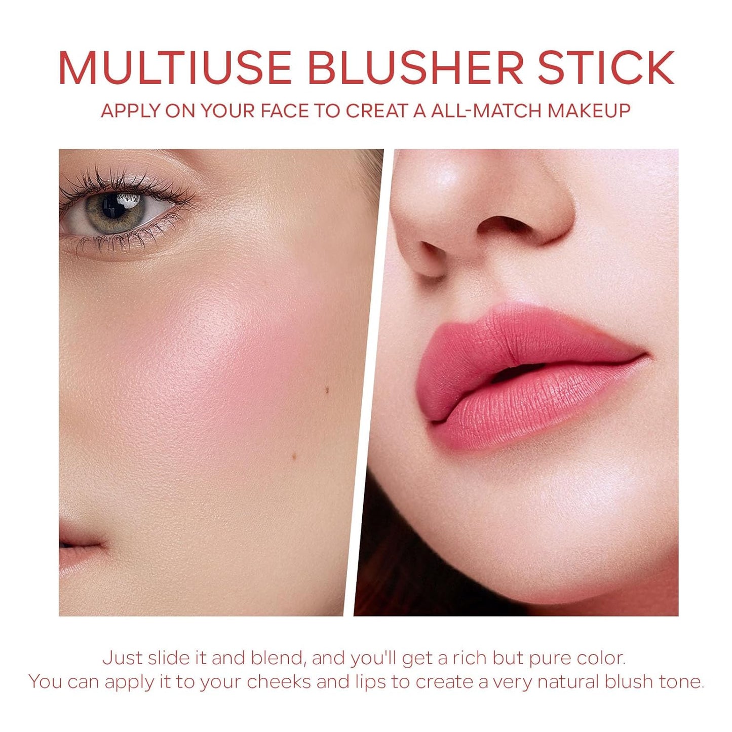 KYDA Water Jelly Tint Blush, Pink, Jelly Tinted Makeup Stick, for Lips and Cheek Stain, Buildable Watercolor Finish, Lasting Moisturising