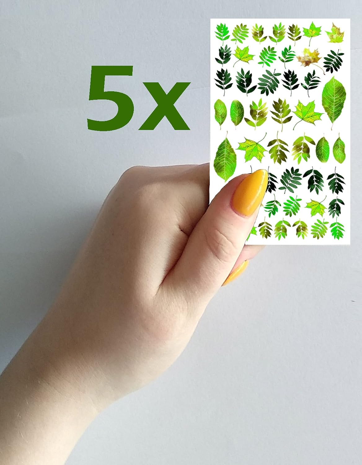 Nail Stickers Decal Transfers (5 Sheets) FLONZNAIL Summer Green Leaves Vintage Watercolor Illustration