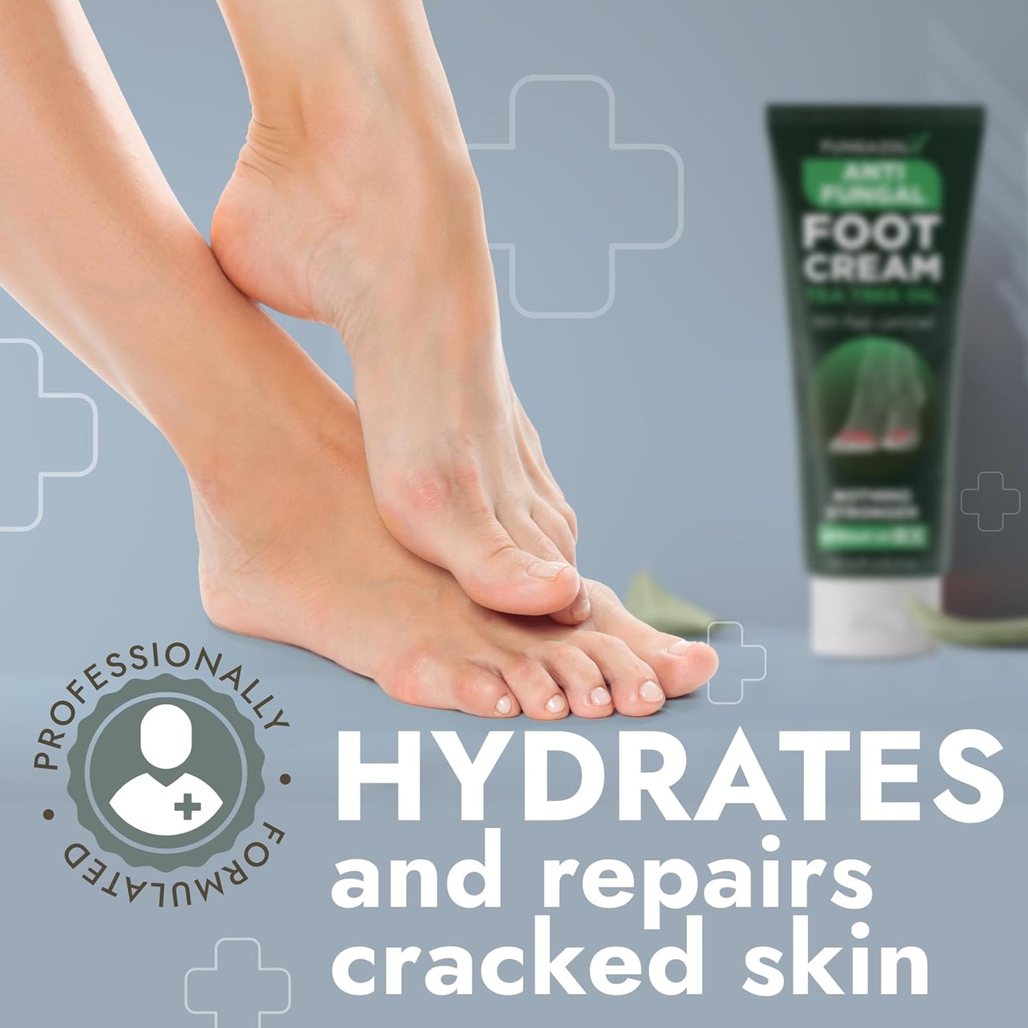 Foot Cream with Tea Tree Oil | Antifungal Cream to Soothes Cracked Heels, Dry Skin & Itchy Feet | Helps with Athleteโs Foot, Nail Fungus & Jock Itch | Relieves Itching & Burning | 4.05 fl oz