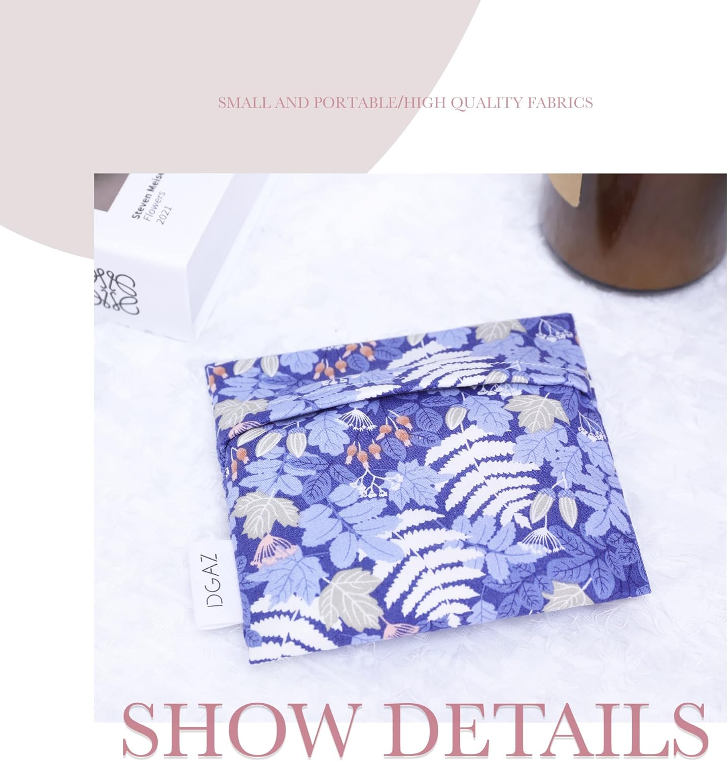 DGAZ Sanitary Napkin Storage Bag, Period Bag for Teen Aged Girls, Portable Period Bag for Panty Liners/Menstrual Cup/Small Tampons,Mini Makeup Bag for Purse(Austere Blue)