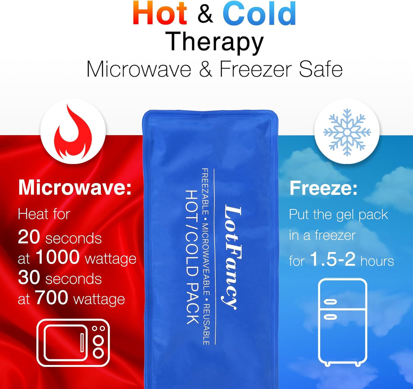 LotFancy Ice Packs for Injuries Reusable, 2 Gel Packs Wrap for Knee Head Neck Ankle Wrist Elbow Foot Legs Back Joint Pain Relief, Hot Cold Therapy for Surgery Recovery, First Aid, FSA HSA Eligible