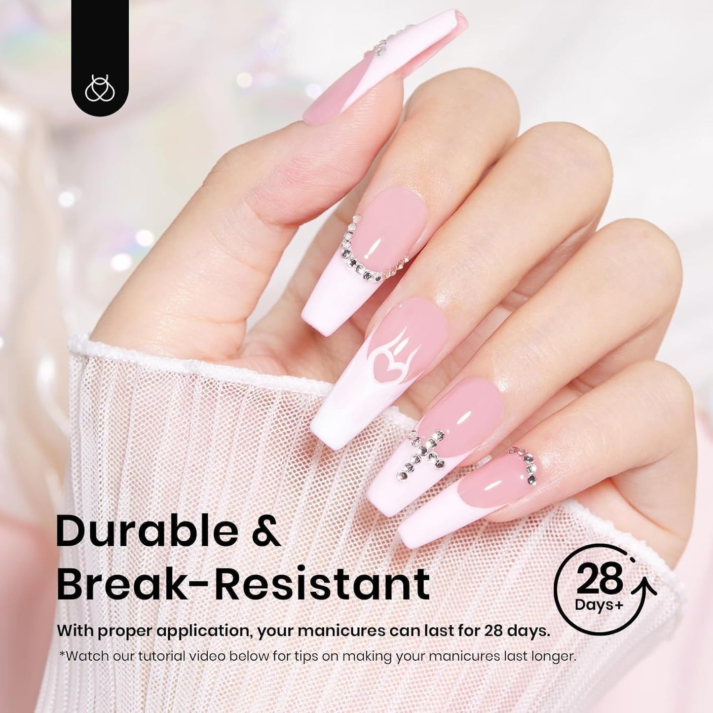 Beetles Coffin Long Gel Nail Tips –Pre-Etched Half Matte Full Cover, 288 Pieces, Pre-Shaped in 12 Sizes for Press-On Extensions