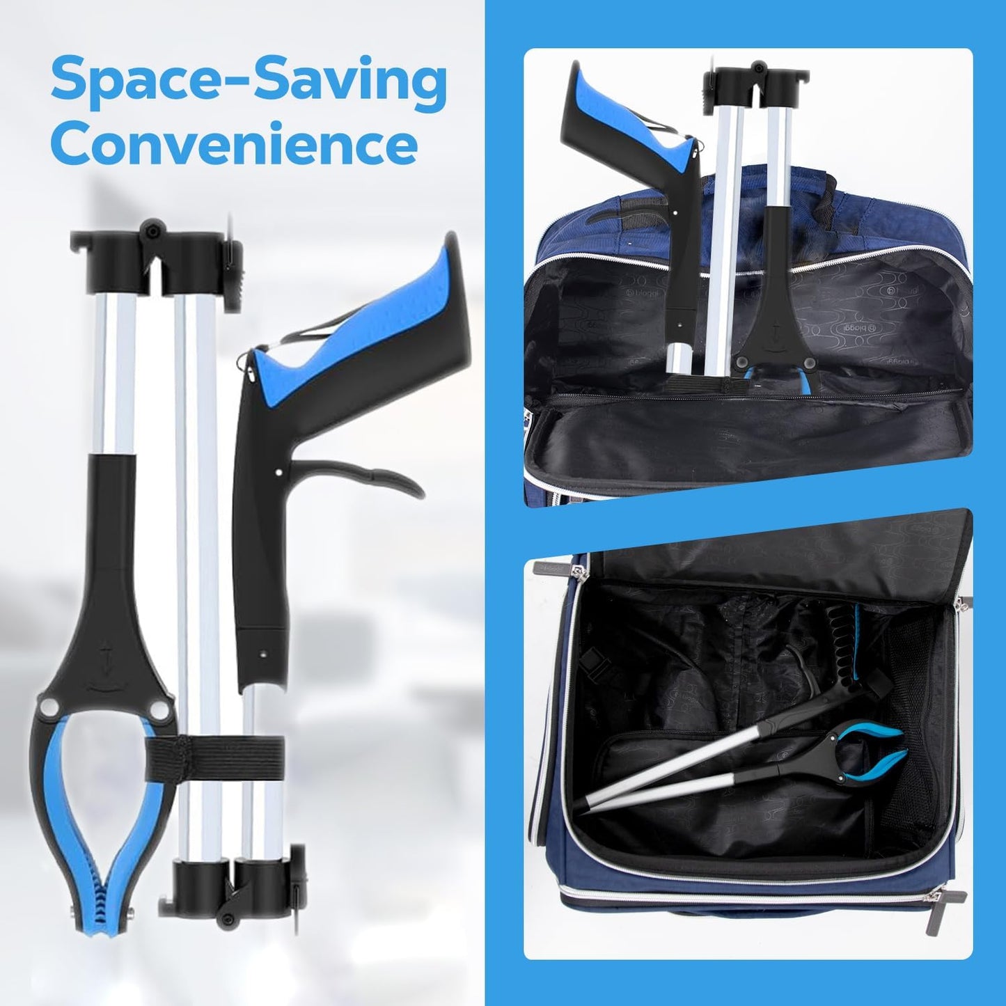 Grabber Reacher Tool - 43” Extra Long Foldable Gripper and Reaching Tool - Heavy Duty Pick Up Stick Grabbers for Seniors, Trash, Surgery Recovery Must Haves Gifts (Blue-43in)