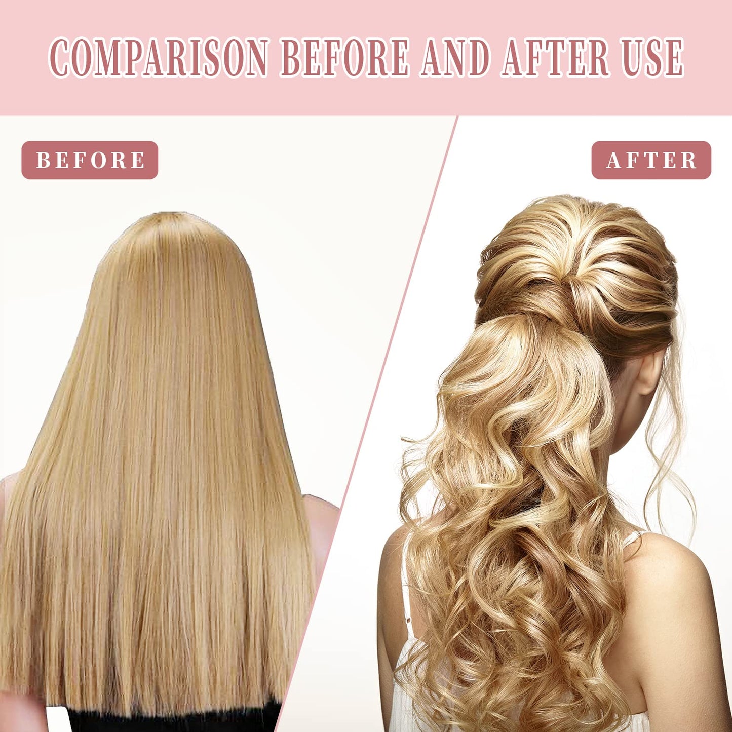 60pcs Heatless Hair Curlers Spiral and Wave Styling Kit 2 Styles No Heat Curlers with 2 Pieces Hooks for Women Girl's Short Medium and Long Hair((12 Inch/30 cm)