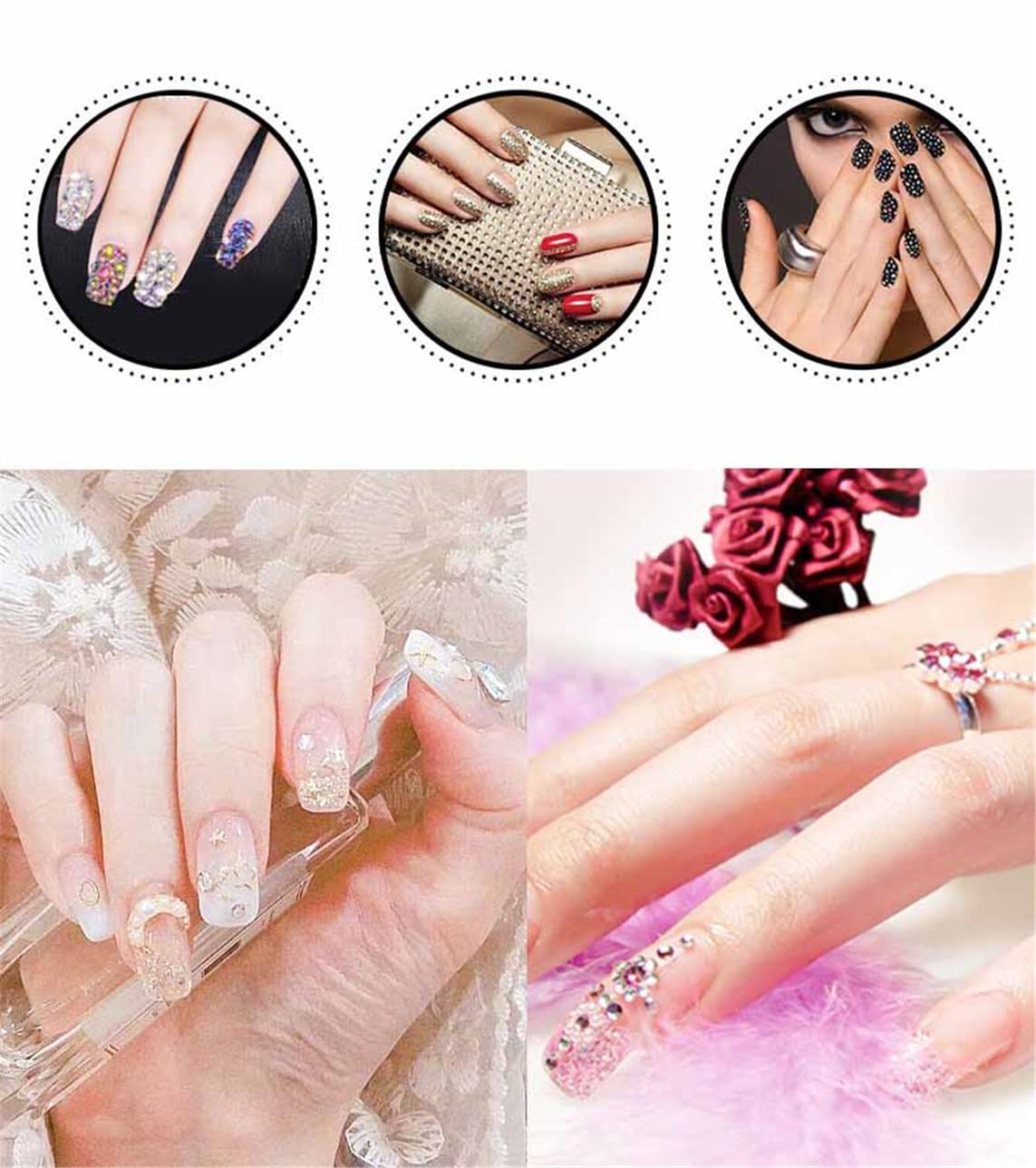 1440 Pcs SS20 5mm Flatback Rhinestones for Nails Art Crafts Glitter Round Shine Gems AB Crystals DIY Clothes Shoes (Light Pink AB)