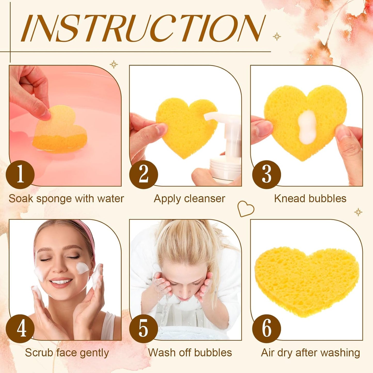 Loopeer 96 Pcs Compressed Facial Sponges with Container Disposable Face Sponge Pads for Washing Face Cleansing Exfoliating Esthetician Makeup Removal(Yellow)