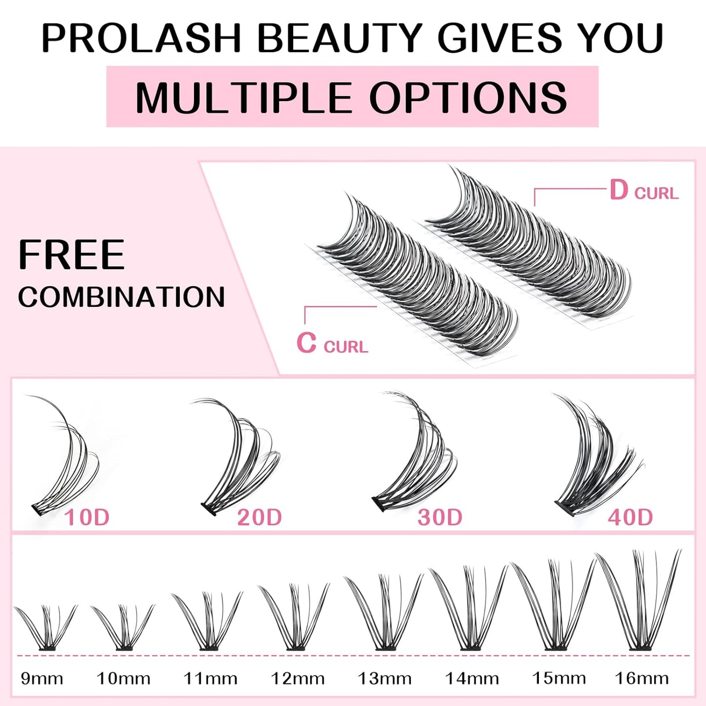 280 Pcs Individual Lashes 10+20-D-9-16mix Cluster Lashes 10D 20D C D Curl Wispy Lashes Bottom Lashes DIY Lashes At Home(10+20-D-9-16mix)