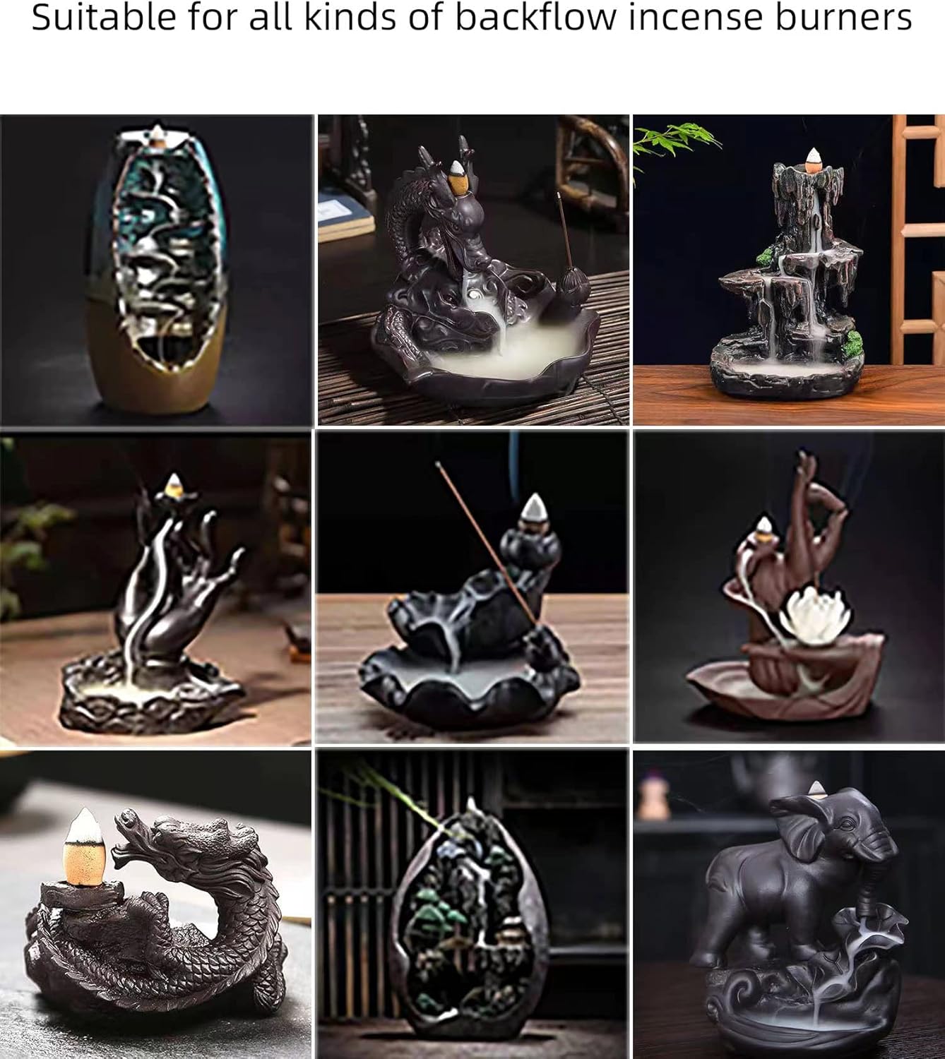 600 pcs Backflow Incense Cones for Waterfall Natural Scents for Incense Waterfall Burner