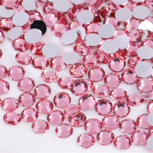 1500 Pieces SS16 4mm Flatback Rhinestones Clear Glass Round Gems Crystals for Nail Art DIY Crafts Clothes Shoes Bags (Pink)