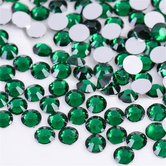 1500 Pieces SS16 4mm Flatback Rhinestones Clear Glass Round Gems Crystals for Nail Art DIY Crafts Clothes Shoes Bags (Dark Green)