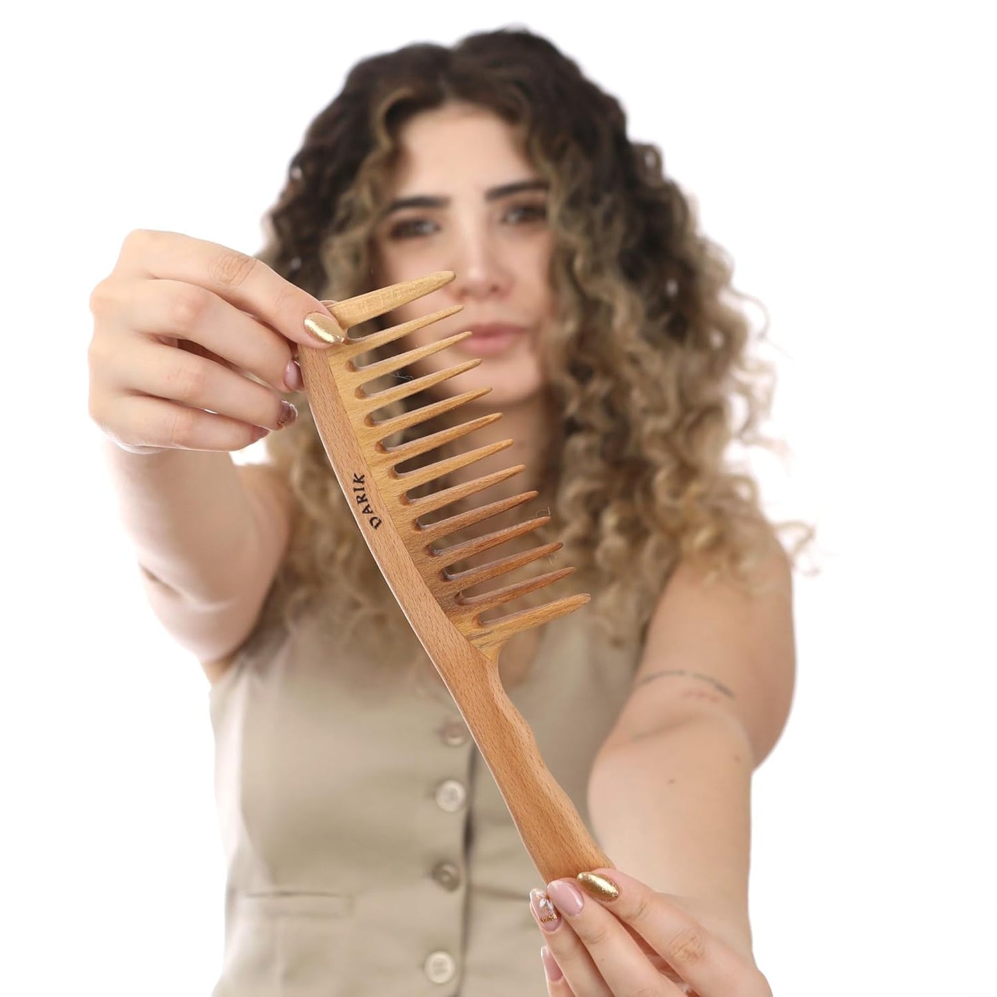 Wide Tooth Wooden Comb Handmade - Natural Vintage Style Wide Tooth Comb for Curls Gentle Styling - Anti-Static Wood Hair Combs For Women Detangling (Wide-tooth)