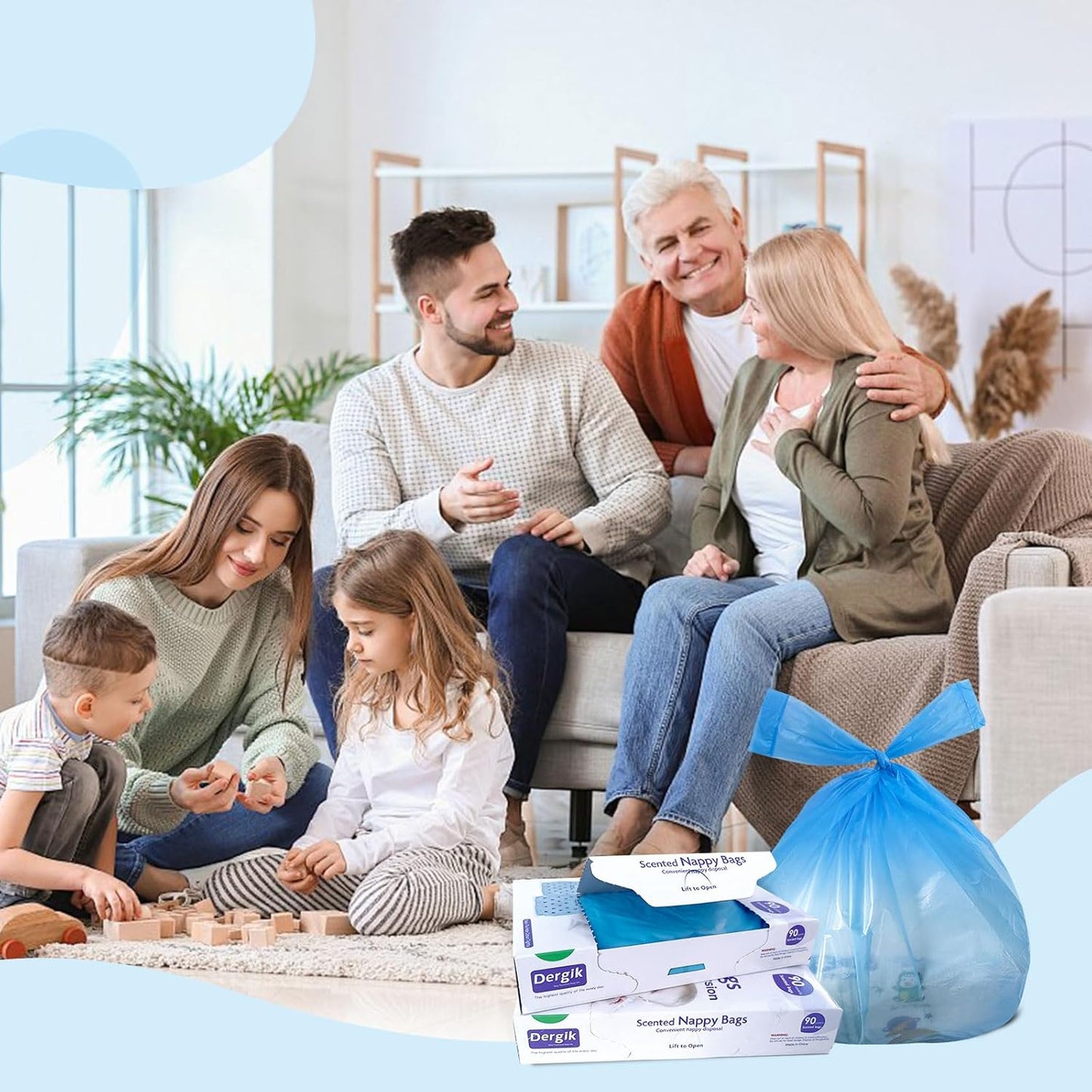 Personal Care Sanitary Disposal Bags (90 counts), Scented | for Sanitary Tampons, Pads, Liners, Wipes,Women Period Disposal | No Mess, Odor-Reducing,Hygiene Bags, Blue