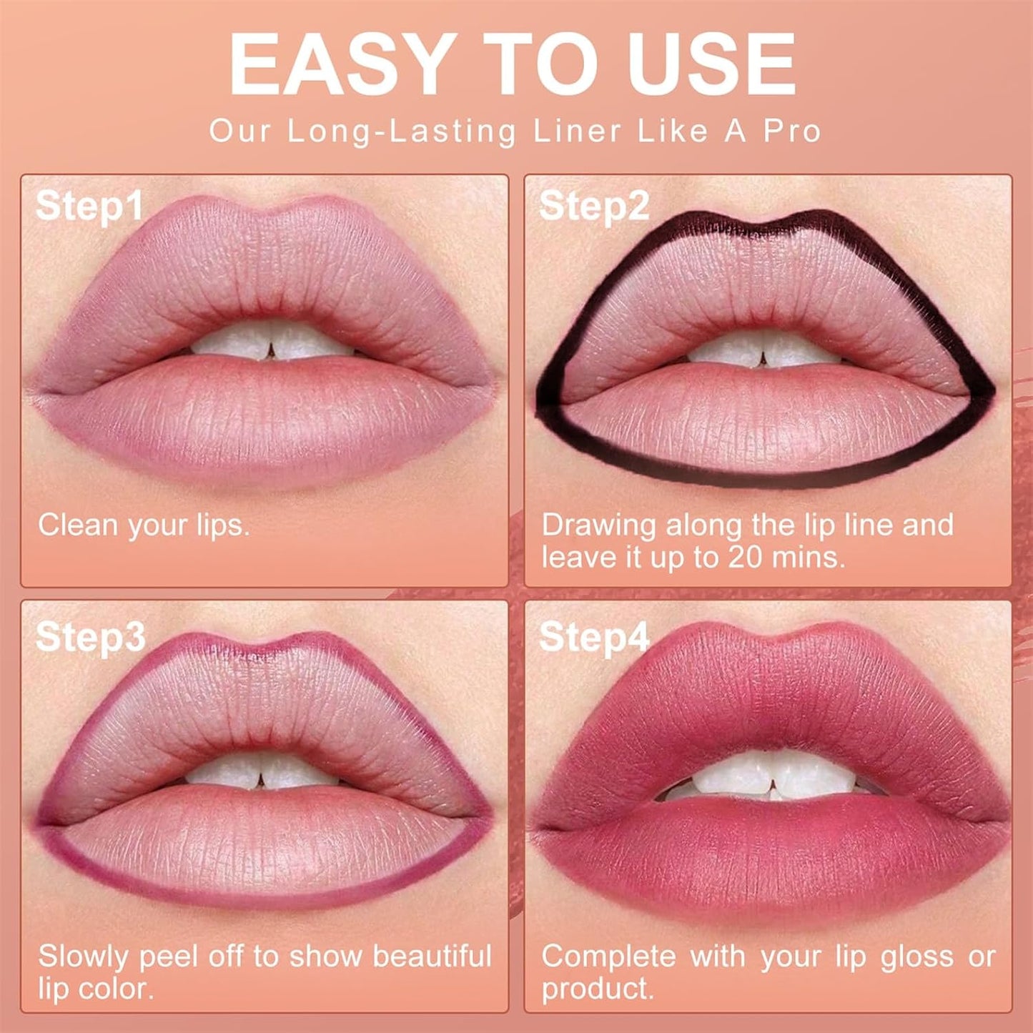 OETUIOW Lip Stain, Lip Liner, Waterproof Moisturizing Long-Lasting, Non-Stick Cup for Women All Skin Types, Nude Color