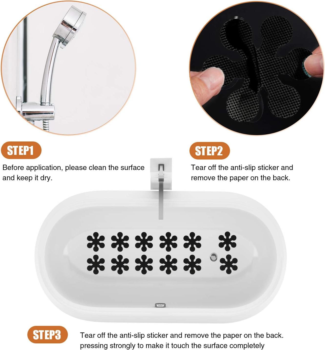 Bathtub Stickers Non-Slip, Safety Shower Treads Adhesive Appliques with Premium Scraper