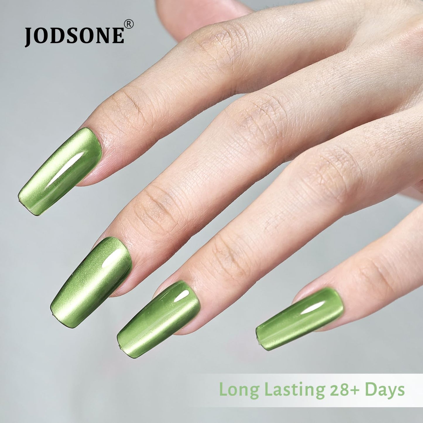 JODSONE Cat Eye Gel Nail Polish 16.5ml Light Green Single Colors for Holographic Glitter Cat Eye with Magnet at Home DIY Need U V Lamp