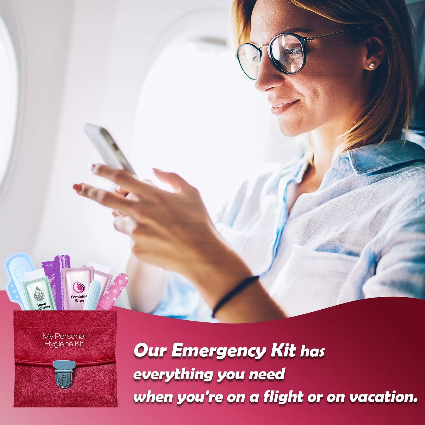 Light Leather Style Menstrual Kit All-in-One 10 Pack | Convenience on The Go | Period Kit Pack for Travelling, Tweens & Teenagers or just When You’re Out | Individually Wrapped Feminine Hygiene