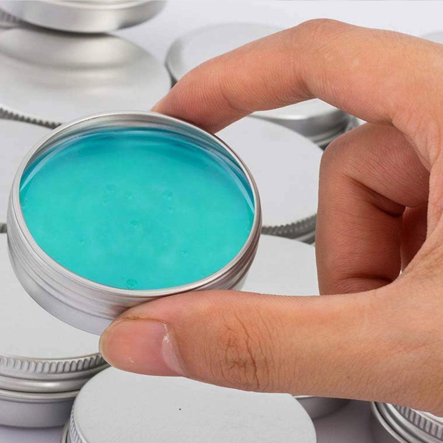 2 Ounce Aluminum Tin Jar Refillable Containers 60 ml Aluminum Screw Lid Round Tin Container Bottle for Cosmetic,Lip Balm, Cream, 12 Pack.