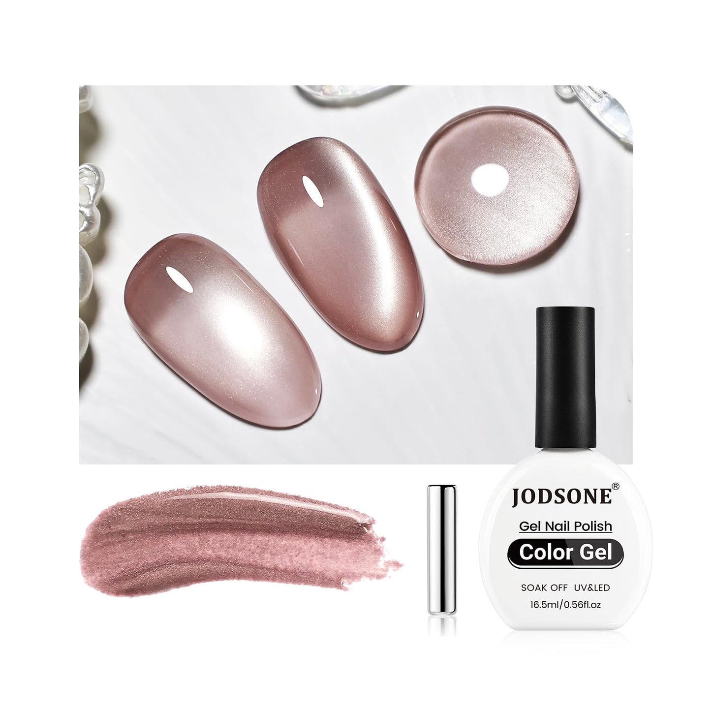 JODSONE 16.5ml Cat Eye Gel Nail Polish Light Brown Single Colors for Holographic Glitter Cat Eye Reflective Translucent Need U V Lamp