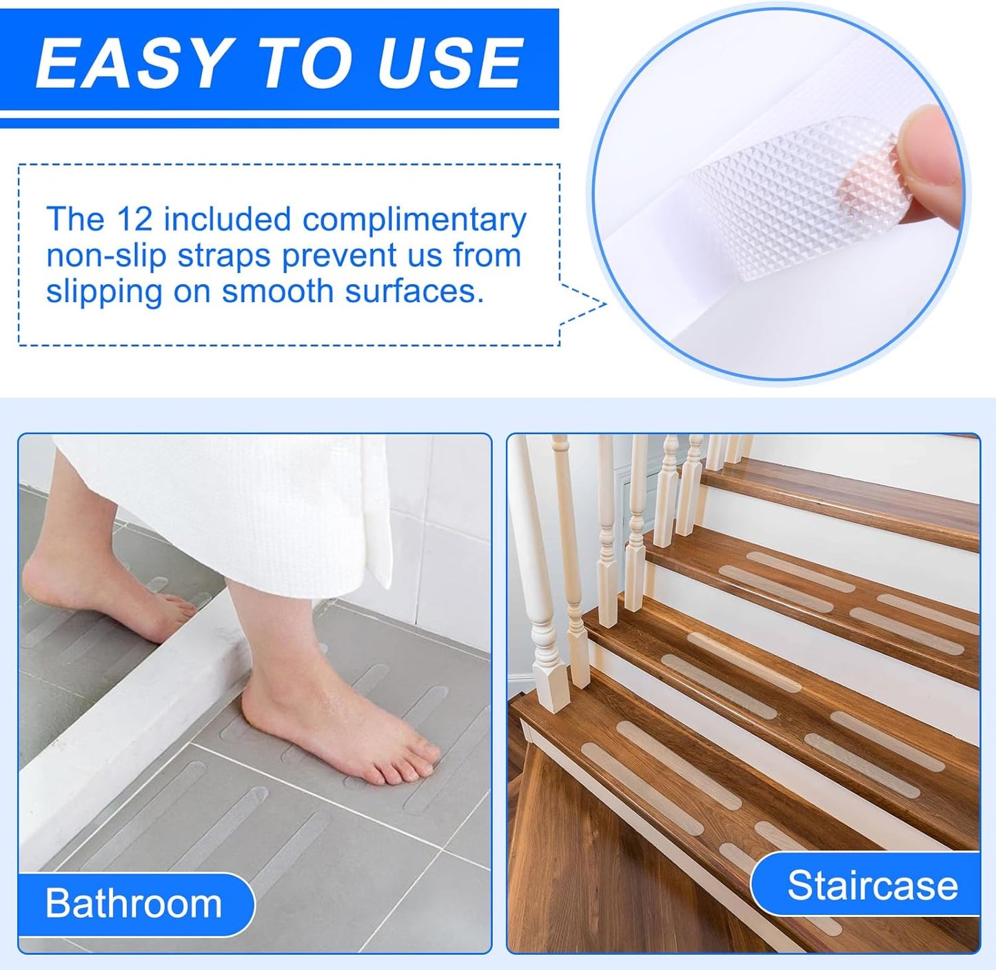 2 Pack 12 Inch Grab Bars for Bathtubs and Showers, Anti Slip Handicap Grab Bars for Shower, Safety Bath & Toilet Rail for Elderly Senior, Shower Handle Disability Assist Bathroom Handrail