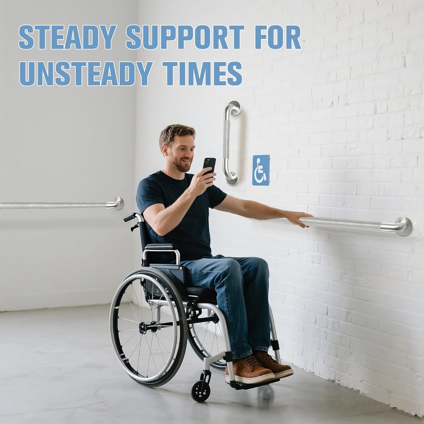 Grab Bars for Bathtubs and Showers 2 Pack 20'' Safety Grab Bar, Heavy Duty Shower Handle Bath Handrails for Seniors and Elderly, Bathroom Safety Grip