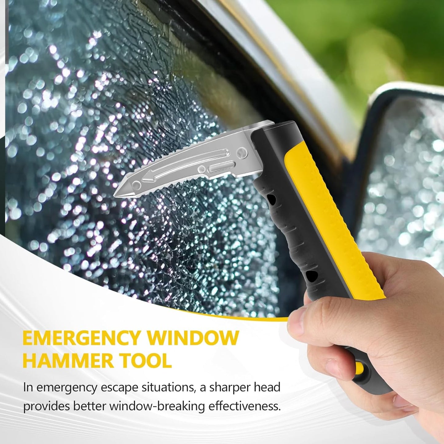 Car Door Handle for Elderly - 2025 New 4 in 1 Car Handle Assist, 2 Pack Auto Cane Portable Vehicle Support Handle Door Assist Bar, Max Load 500 Lbs, Anti-Slip Design (Yellow-Car Handle +Strap)