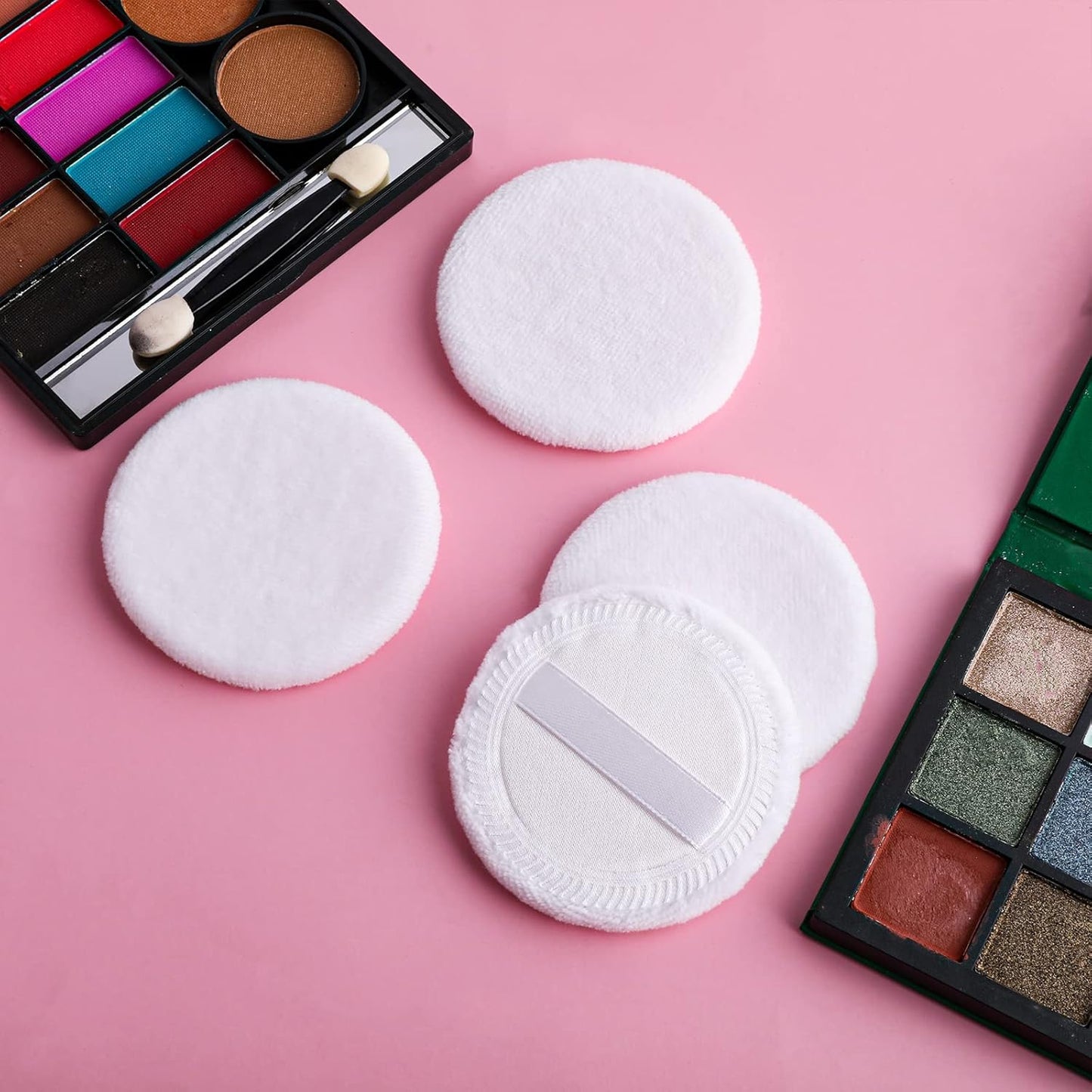 12PCS Makeup Powder Puffs Pink Cotton Powder Puffs Round Powder Puff for Makeup Face Powder Velour Puffs for Loose Powder Washable(white