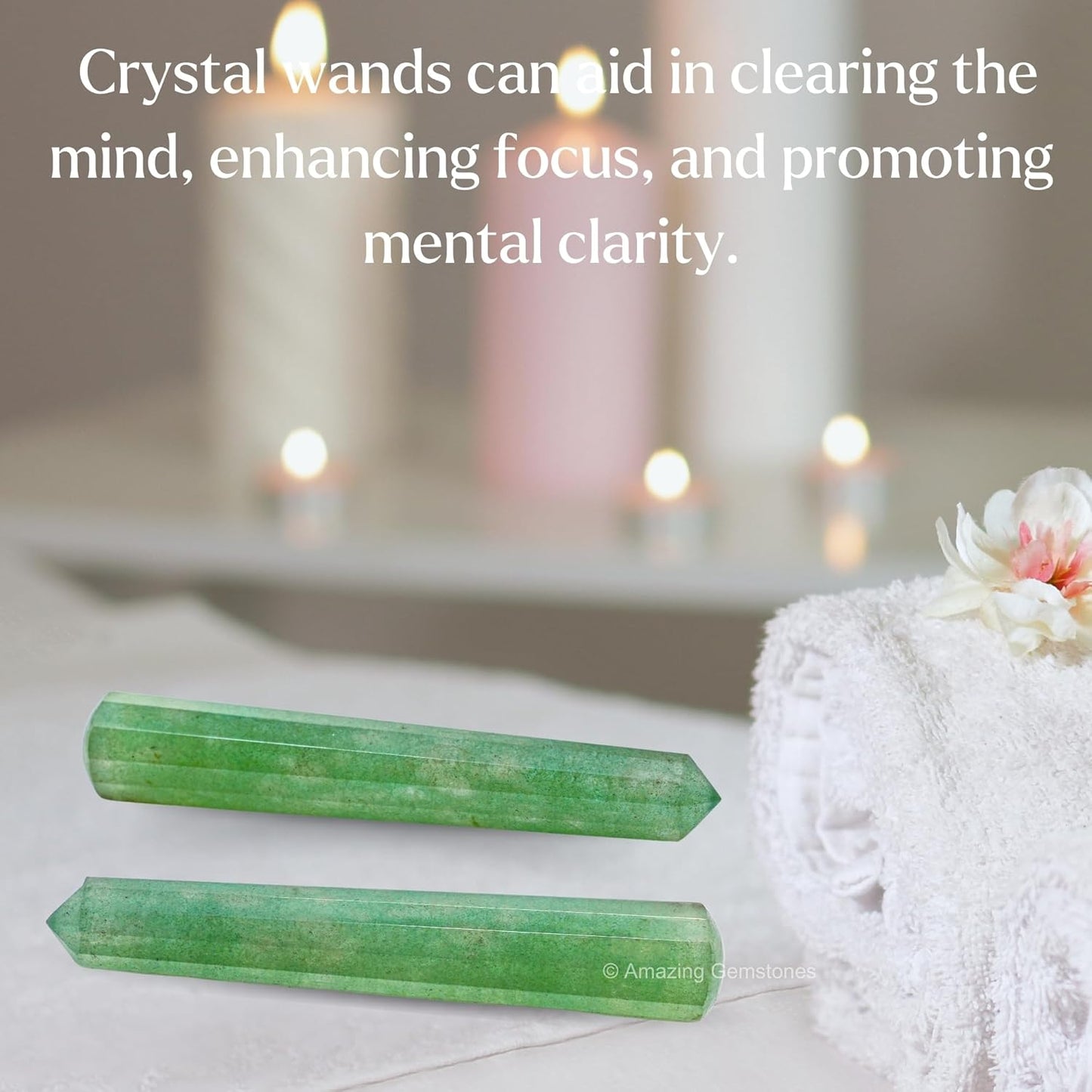Amazing Gemstone Green Strawberry Quartz Crystal Wand Massage Stick - Pelvic Wand Gua Sha for Adults - Crystals and Healing Stones Massage Wands for Adults Gifts (Pointed)
