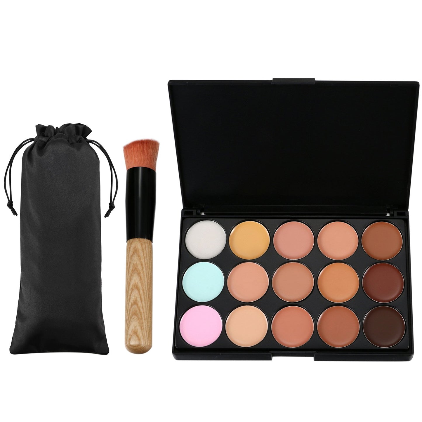 15 Colors Contour Palette Kit: Cream Concealer Palette Face Makeup Foundation Kit Contour Palette with Brush for Professional and Daily Use