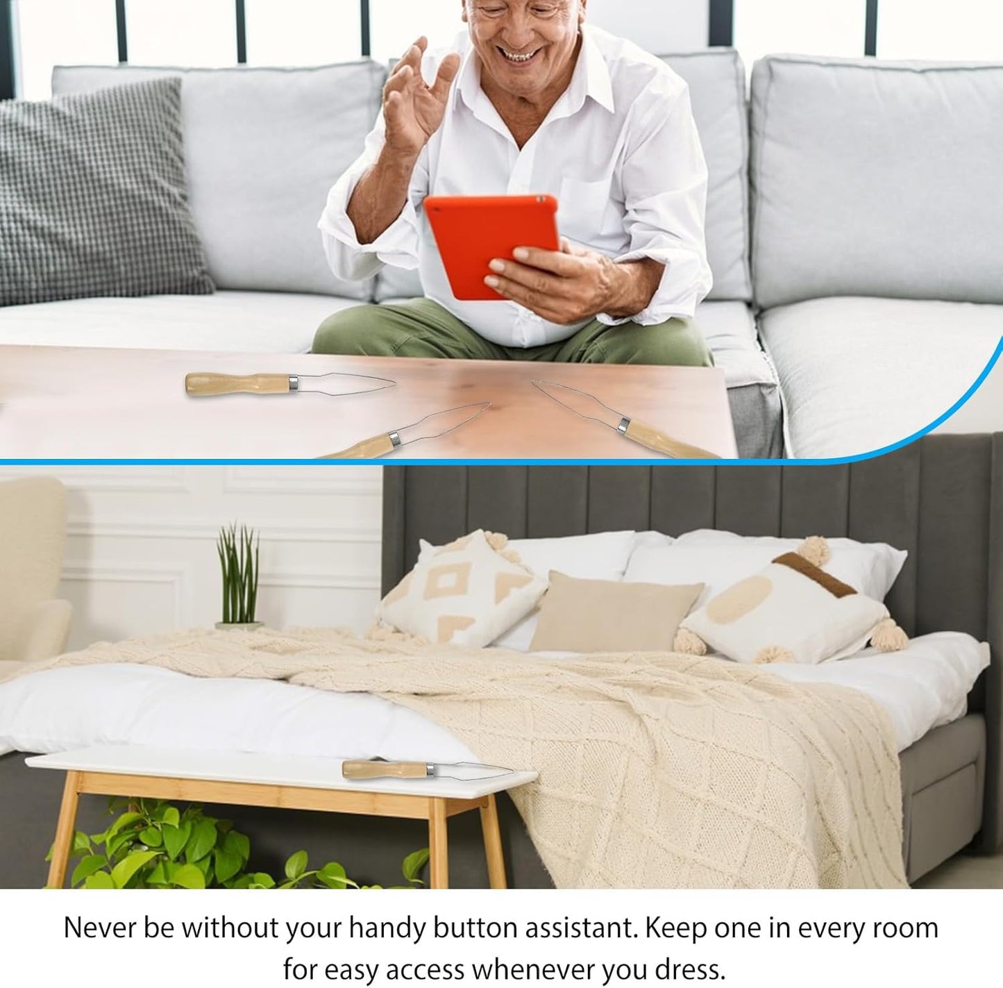 3-Pack Button Hook Assist Device with Easy-Grip Handle for Shirts, Coats, Dresses - Ideal Button Aids for Arthritis & Limited Dexterity