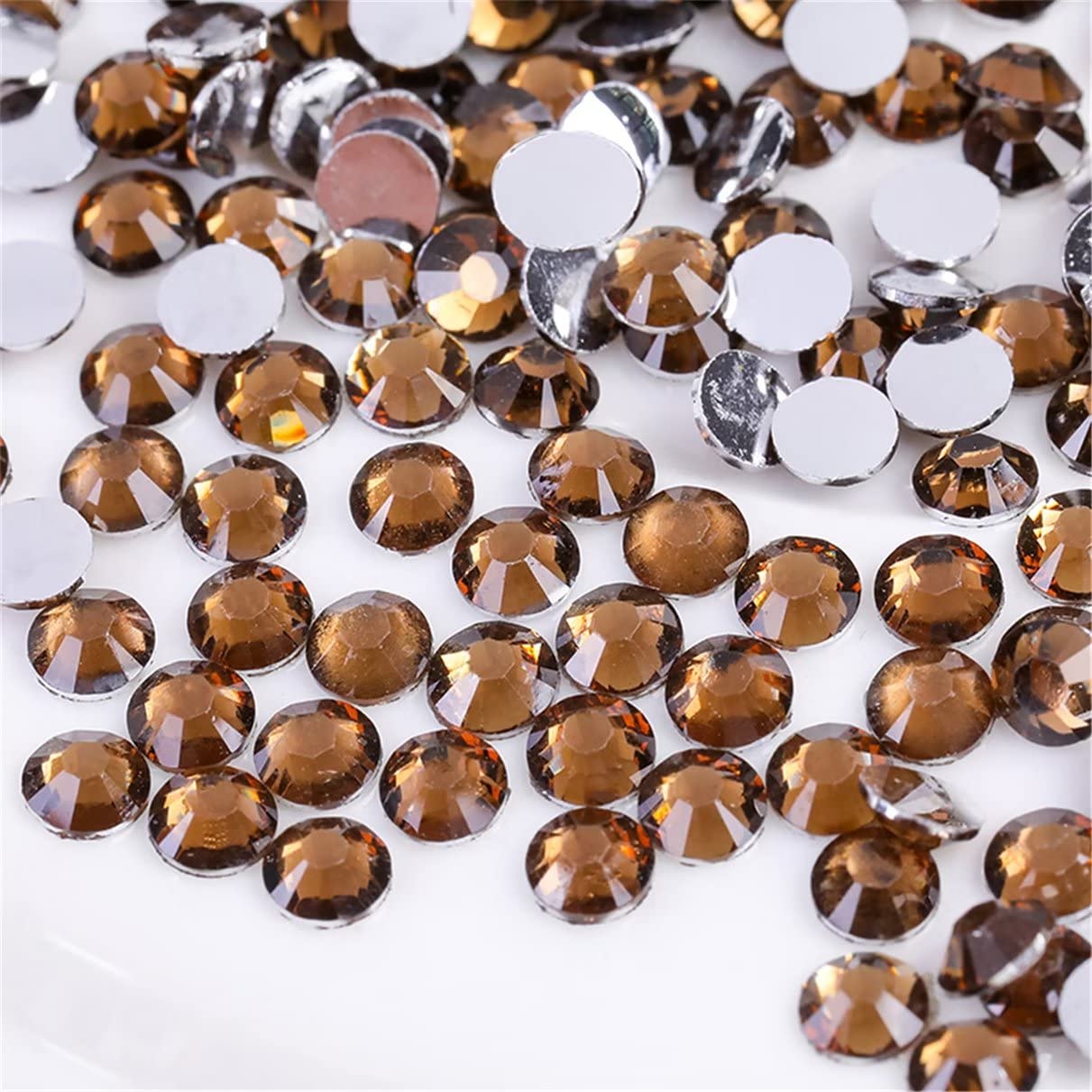 1500 Pieces SS16 4mm Flatback Rhinestones Clear Glass Round Gems Crystals for Nail Art DIY Crafts Clothes Shoes Bags (Dark Coffee)