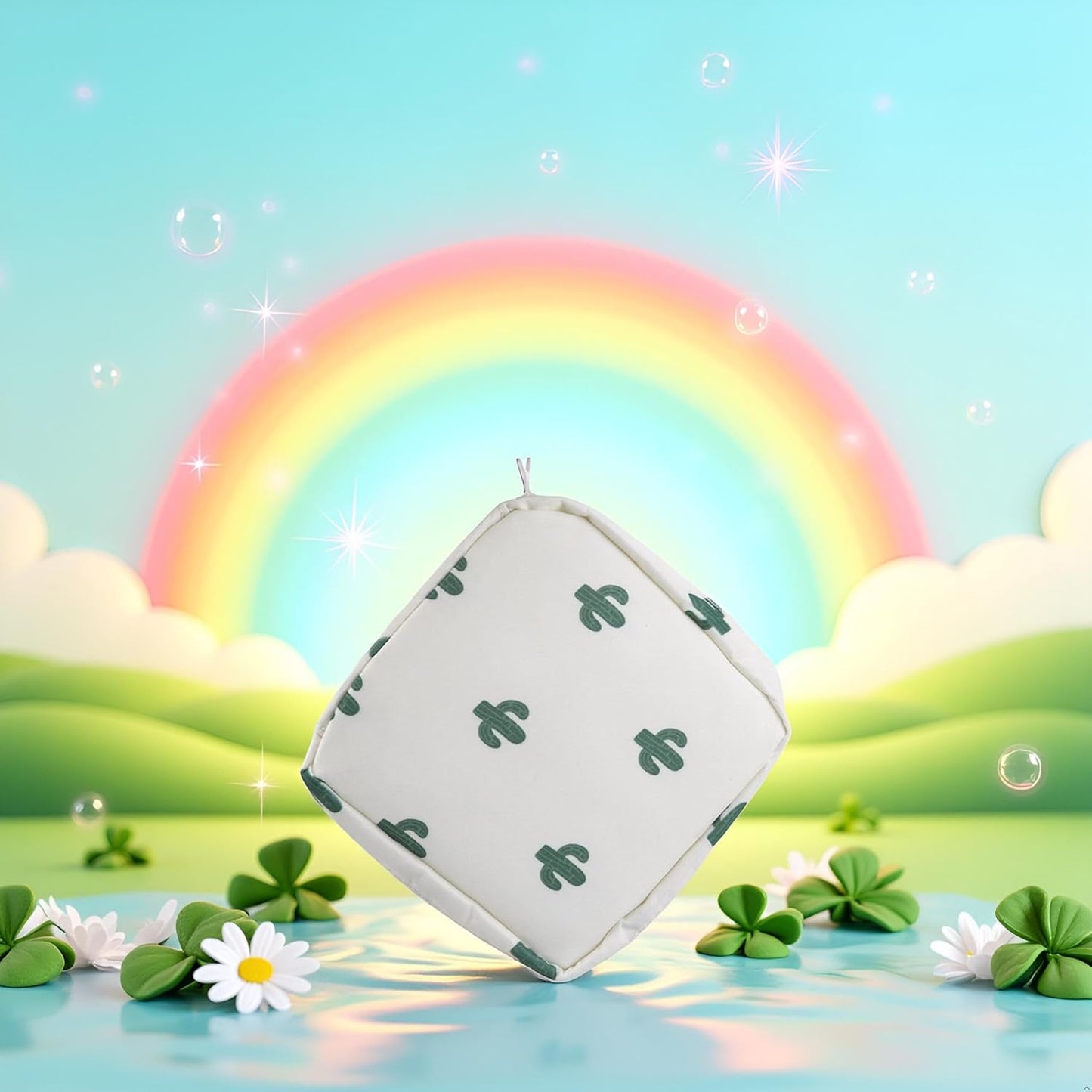 1Pc Green Cactus Sanitary Napkin Storage Bag with Colorful Print Design Portable Zipper Menstrual Pad Bag for Women Ladies Sanitary Napkins