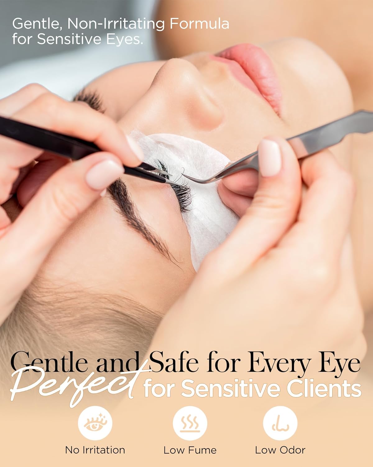 Eyelash Extension Glue, Sensitive Lash Glue for Eyelash Extensions 10 ml, Smart Drop Technology Adhesive for Classic and Volume Lashes, 0.03 ml per Drop, 1 S Dry Time, 6-7 Weeks Retention by BEYELIAN