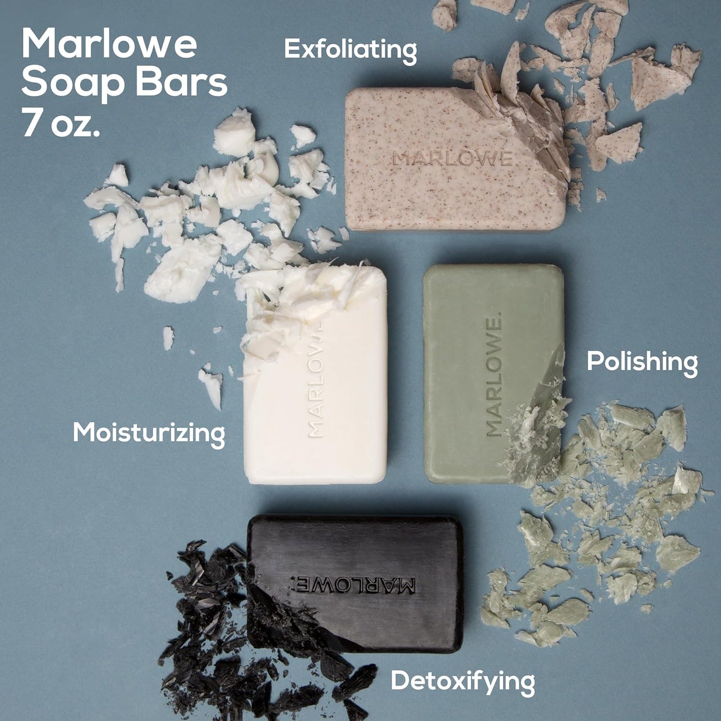 MARLOWE. No. 102 Body Scrub Soap 7 oz (6 Bars) Exfoliating Soap Bar with Shea Butter, Olive Oil & Green Tea, Cleanses & Smooths, Sage & Fir Scent