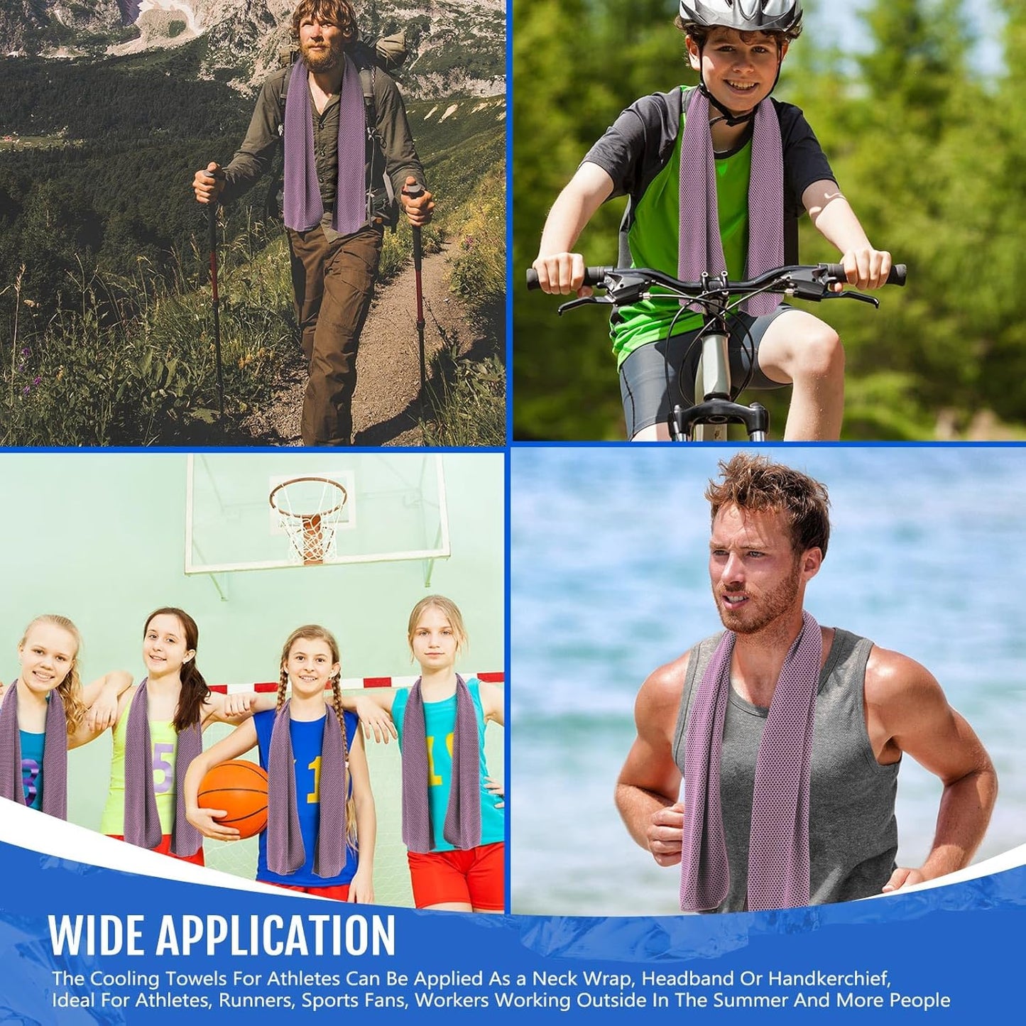 Hosuly 30 Pack Cooling Towels, 40"x12" Ice Breathable Soft Chilly Sweat Rag Microfiber Workout Rags for Gym Cooling Towels for Neck and Face for Yoga Golf Sport Running