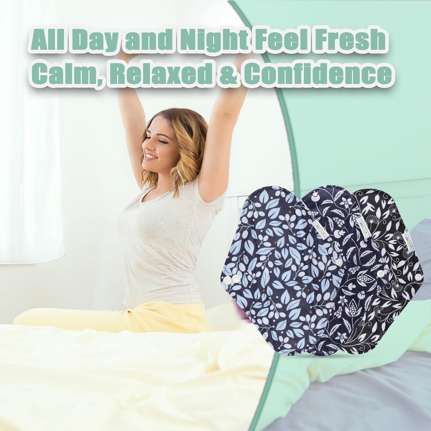 Wegreeco Reusable Cloth Sanitary Pads - Light Incontinence Pads - 1 Mini Wet Bag (Small, Leaves 02)