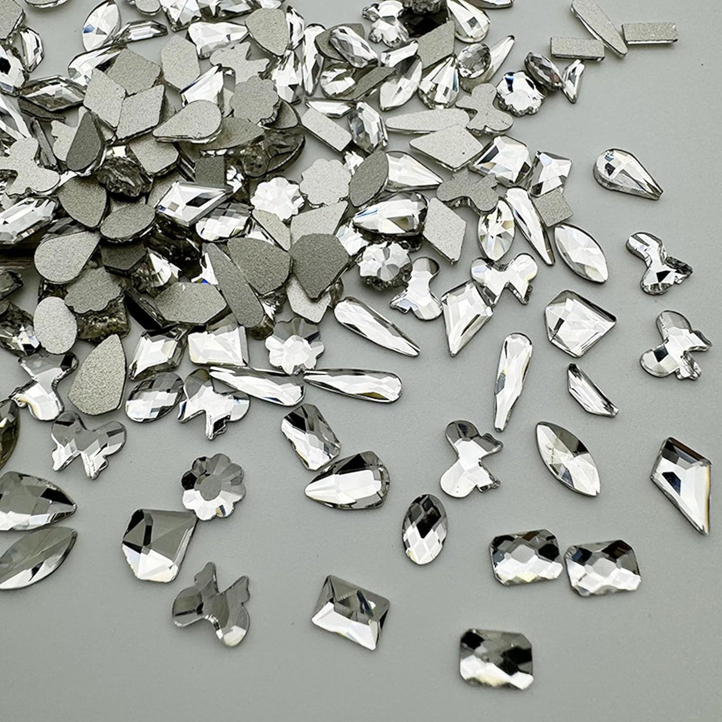 18 Types of 900 Special-Shaped Diamonds + 3200 Flat-Bottomed Nail Rhinestones, Clear Nail Crystal Gems Stone DIY Crafts for Shoes, Clothes, Jewels