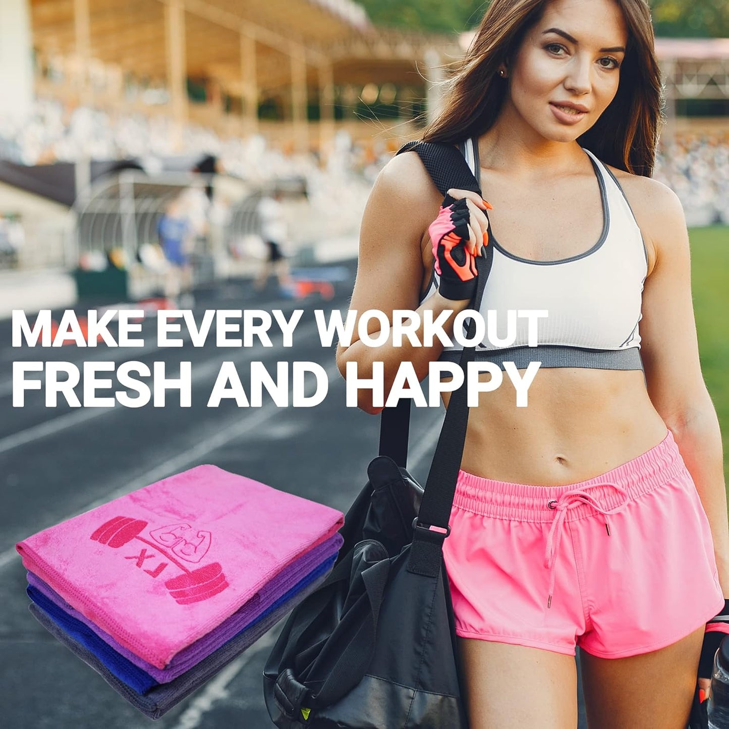 4 Pack Yoga Towel(14"x30"), Super Soft, Quick Dry Sports Towel for Neck and Face, Breathable Absorbent Cooling Towel for Hot Weather, Yoga, Golf, Travel, Camping, Workout,Running