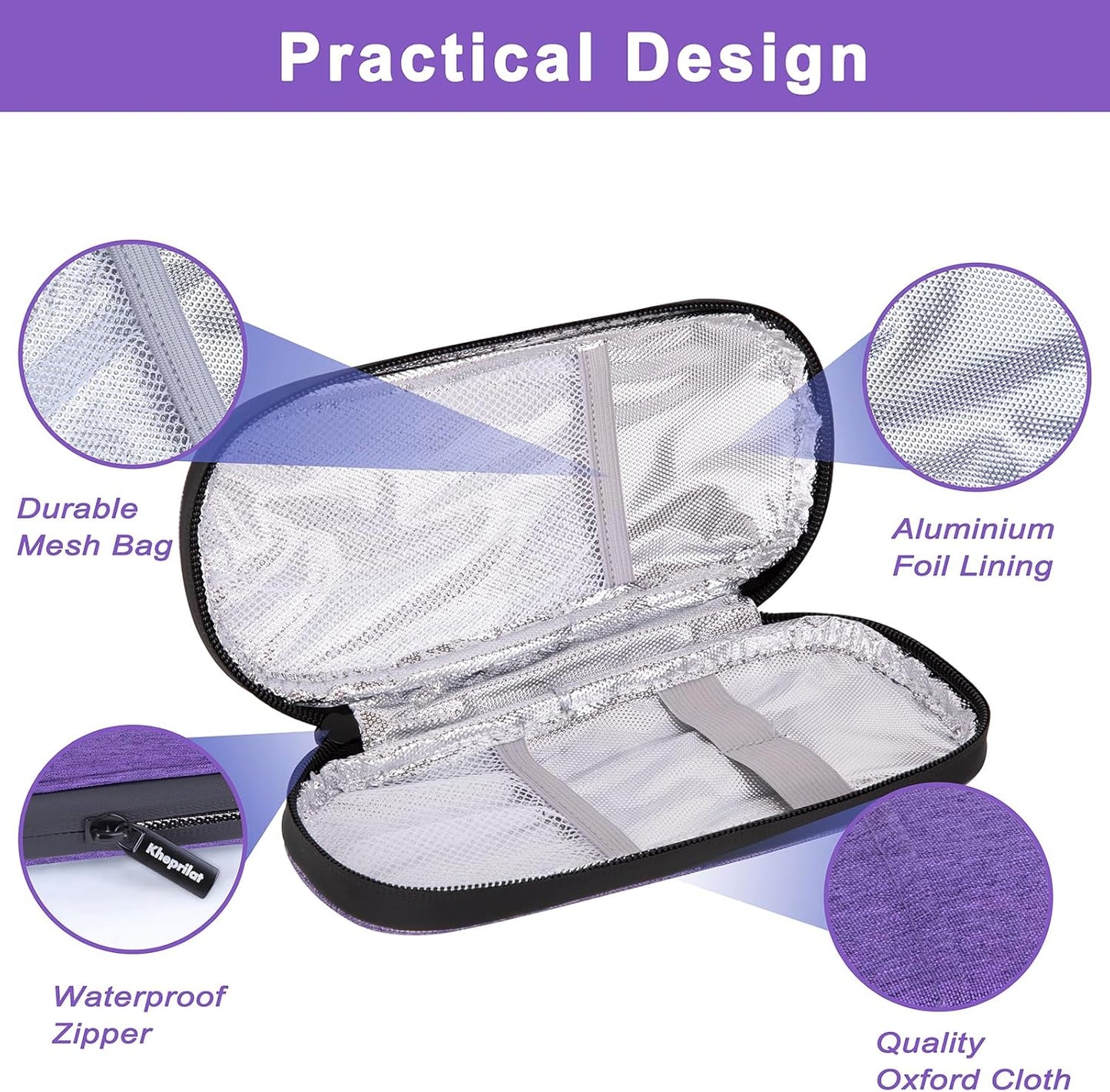 Insulin Cooler Travel Case with 2 x 90g TSA Approved Ice Packs – Insulated Diabetic Medication Bag for Insulin Pens & Supplies – Compact & Waterproof for Daily Use & Travel