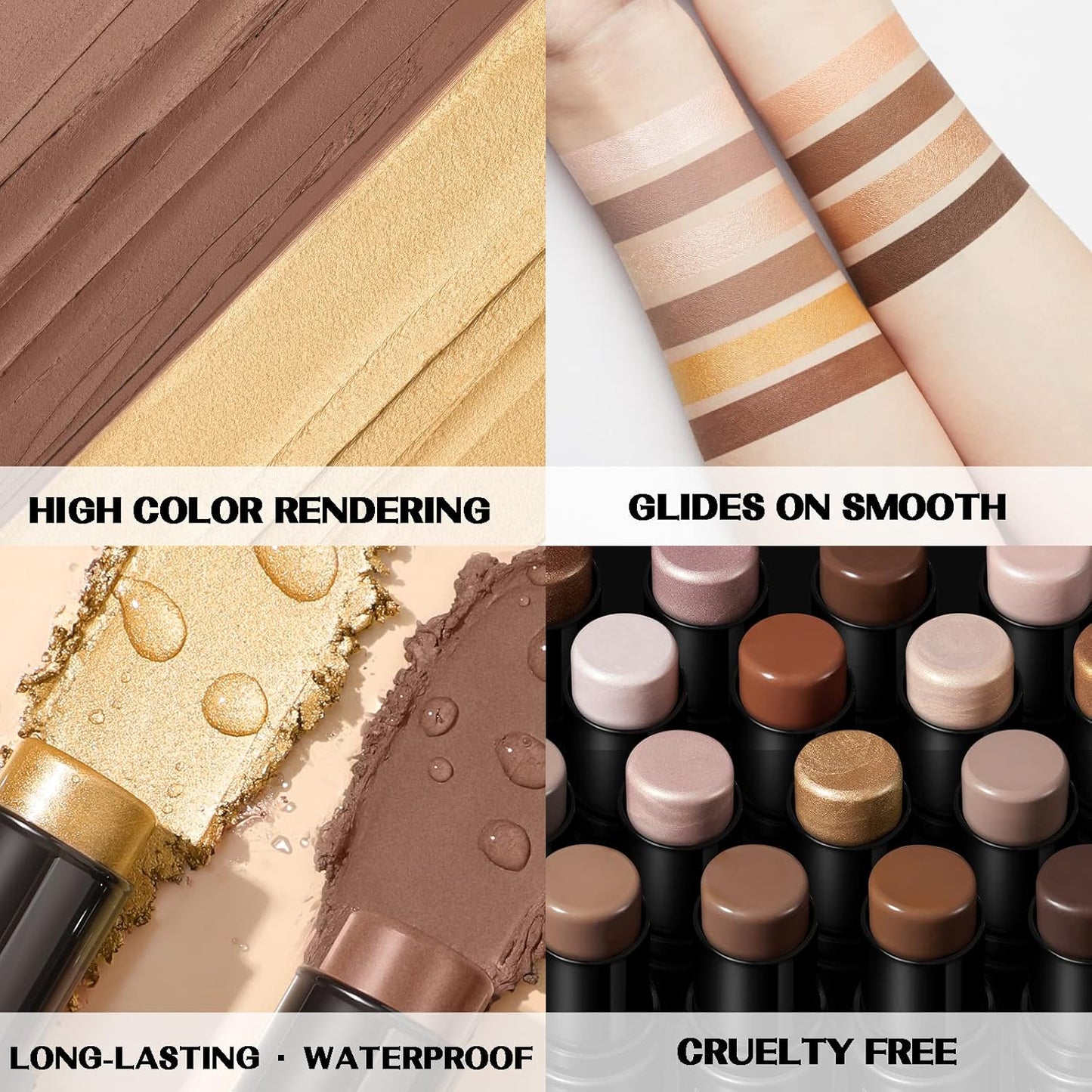 FOCALLURE 2 Pcs Mineral Cream Contour Stick,Moisturize Highlighter and Bronzer Pen,Non Stick Face Brightens & Shades Pencil,Long Lasting & Smooth Gliding Face Illuminator Makeup,Medium-warm