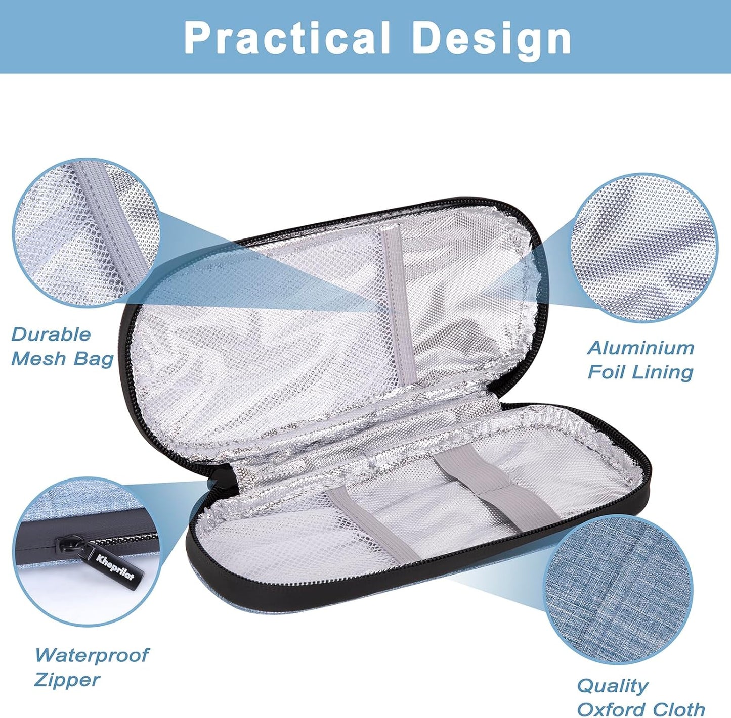 Insulin Cooler Travel Case with 2 x 90g TSA Approved Ice Packs – Insulated Diabetic Medication Bag for Insulin Pens & Supplies – Compact & Waterproof for Daily Use & Travel