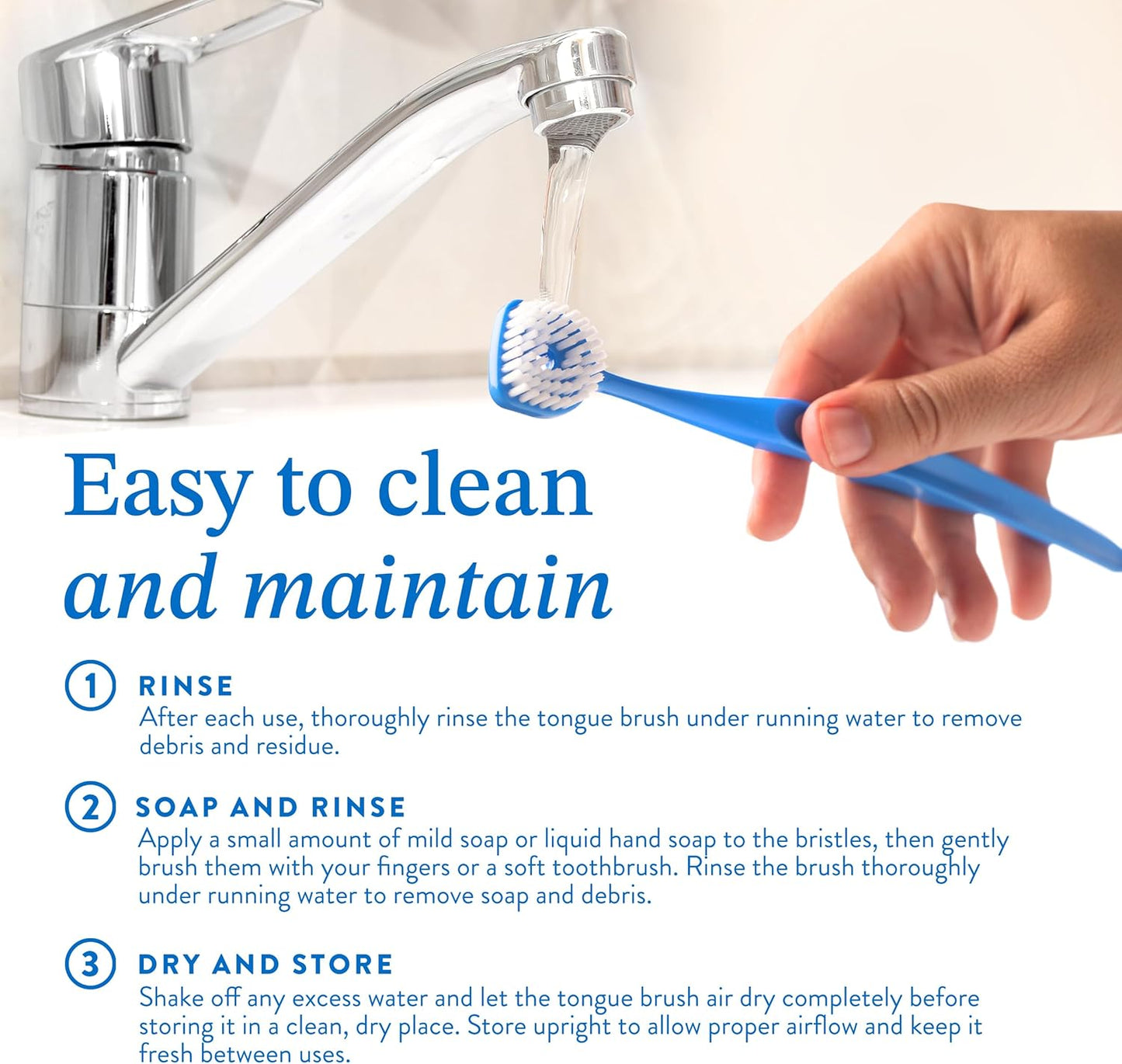 Mouthology Tongue Brush & Tongue Scraper (Combo Pack), Reduce Bad Breath & Improve Oral Hygiene, Tongue Scraper Brush for Adults Ergonomic Handle & Protective Cap, Tongue Cleaner