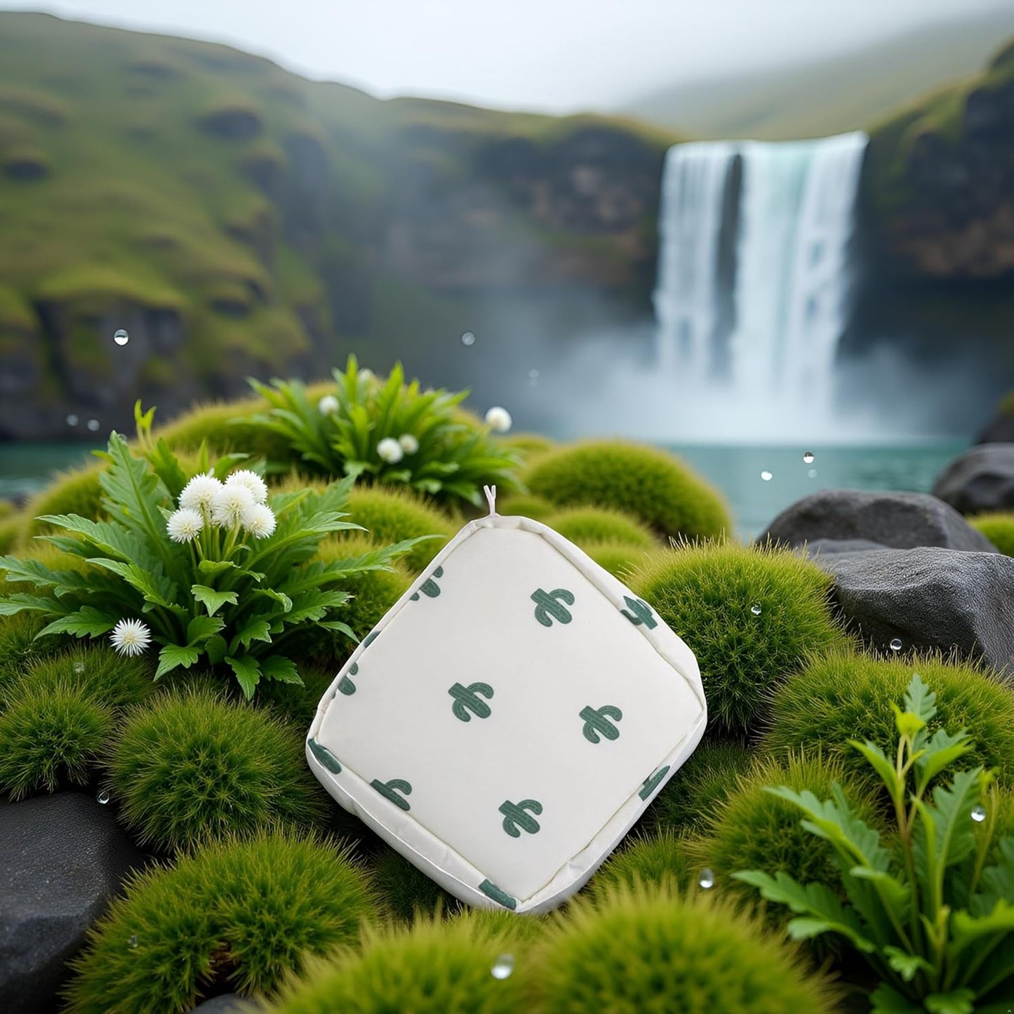 1Pc Green Cactus Sanitary Napkin Storage Bag with Colorful Print Design Portable Zipper Menstrual Pad Bag for Women Ladies Sanitary Napkins