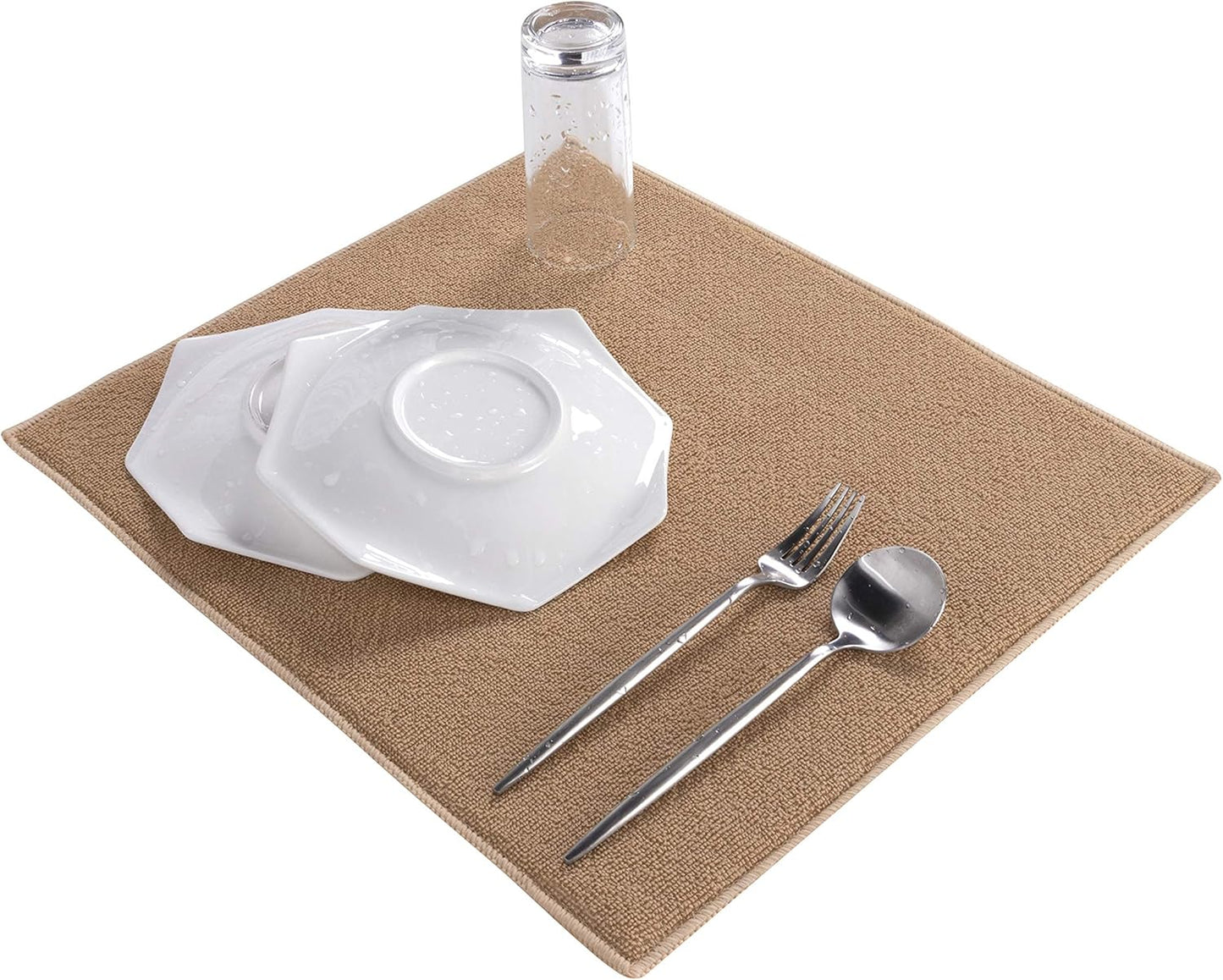 Absorbent, Reversible Microfiber Dish Drying Mat for Kitchen, 16 Inch x 18 Inch