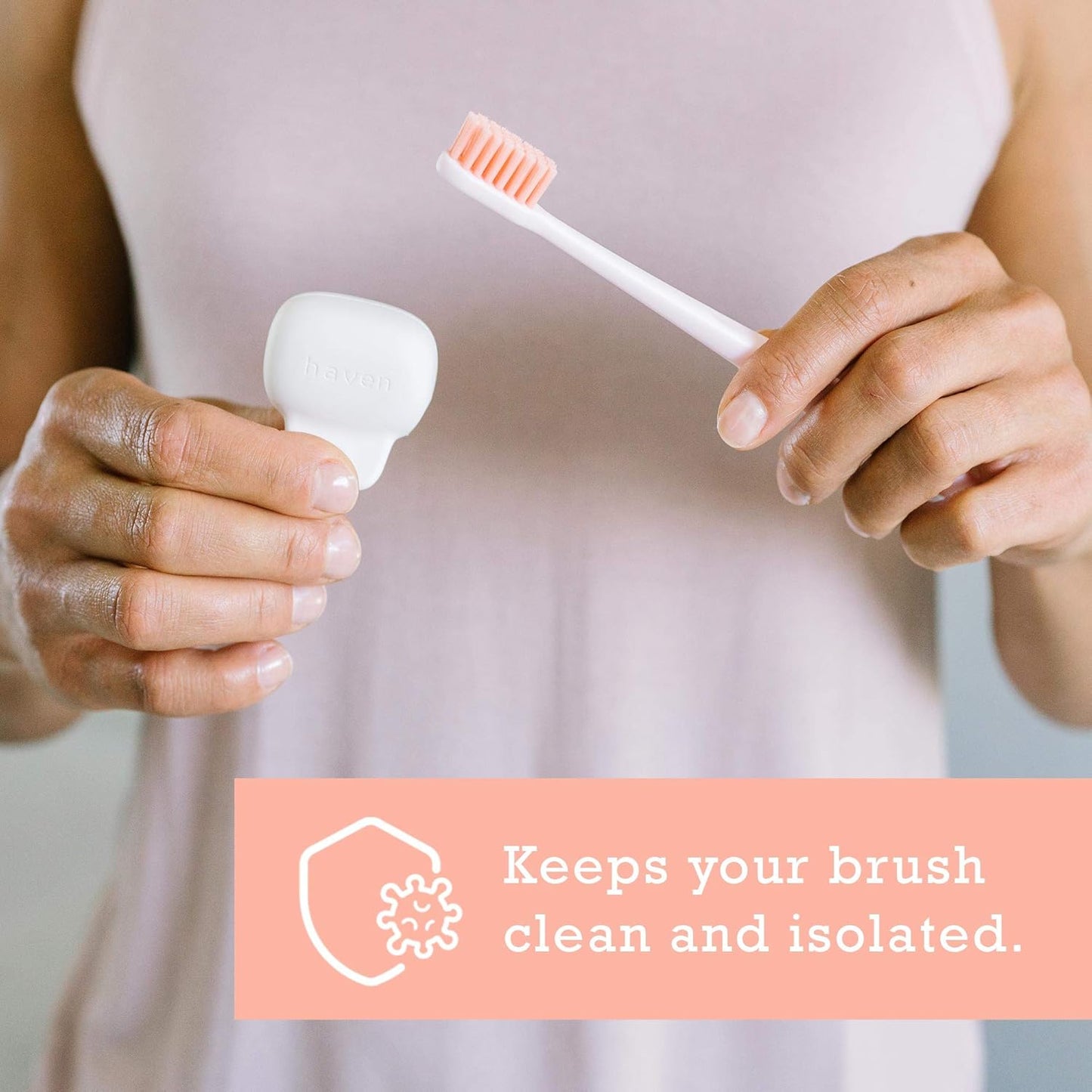 Haven Toothbrush Cover - Fits Electronic and Manual Toothbrushes - Toothbrush Case Holder for Travel - Set of 4 Tooth Brush Protectors (White, Coral, Teal, Charcoal Gray)