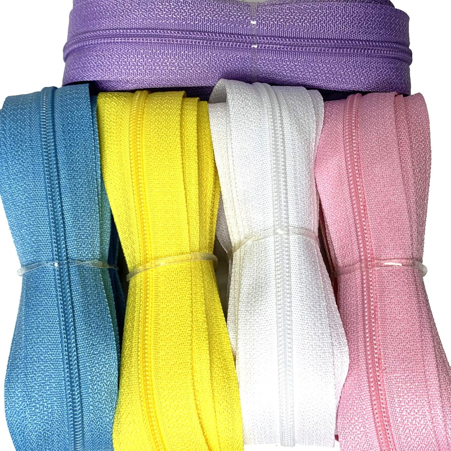 DOITEM Zipper Tape 3 mm by The Yard - 12.5 Yard/14 Meter Nylon Endless Set With Slider - 5 Colors for Sewing