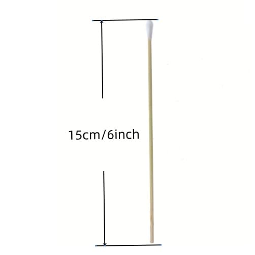 200 Pcs Cotton Swabs, 6 Inch Long Ear Buds with Extra Long Wooden Handle Ear Picks for Cleaning, Jewelry, Polishing, Makeup, Dogs