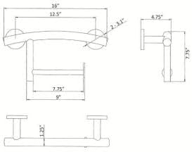 Grab Bar Mega Roll Toilet Paper Holder | ADA Compliant Shower Bar Made of 304 Stainless Steel | Grab Bars for Bathtubs and Showers (Brushed Nickel)