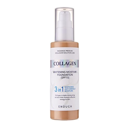 Enough Collagen 3in1 Whitening Moisture Foundation SPF15, 3.38 fl oz/ 100ml - Brightening, Moisturizing, Anti-Aging, Korean Skin Care Makeup (#23 Natural beige, 3.38 fl oz / 100ml)